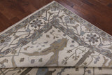 Ivory Turkish Oushak Hand Knotted Wool Area Rug - 8' 1" X 9' 9" - Golden Nile