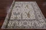 Ivory Turkish Oushak Hand Knotted Wool Area Rug - 8' 1" X 9' 9" - Golden Nile