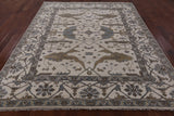 Ivory Turkish Oushak Hand Knotted Wool Area Rug - 8' 1" X 9' 9" - Golden Nile