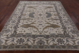 Ivory Turkish Oushak Hand Knotted Wool Area Rug - 8' 1" X 9' 9" - Golden Nile