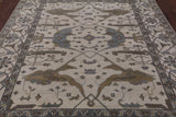 Ivory Turkish Oushak Hand Knotted Wool Area Rug - 8' 1" X 9' 9" - Golden Nile