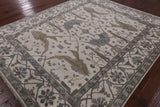 Ivory Turkish Oushak Hand Knotted Wool Area Rug - 8' 1" X 9' 9" - Golden Nile