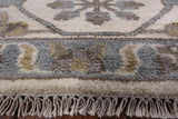 Ivory Turkish Oushak Hand Knotted Wool Area Rug - 8' 1" X 9' 9" - Golden Nile