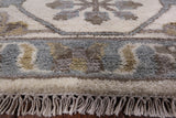 Ivory Turkish Oushak Hand Knotted Wool Area Rug - 8' 1" X 9' 9" - Golden Nile