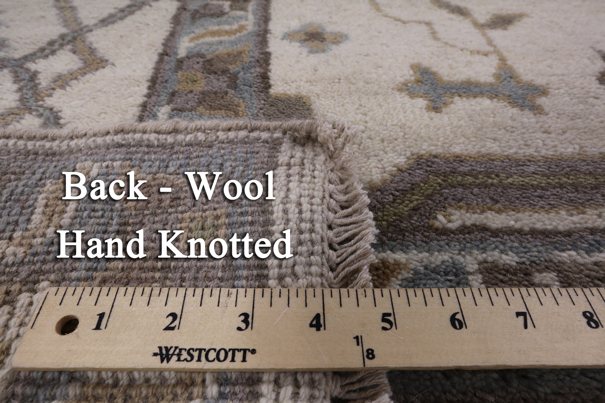 Ivory Turkish Oushak Hand Knotted Wool Area Rug - 8' 1" X 9' 9" - Golden Nile