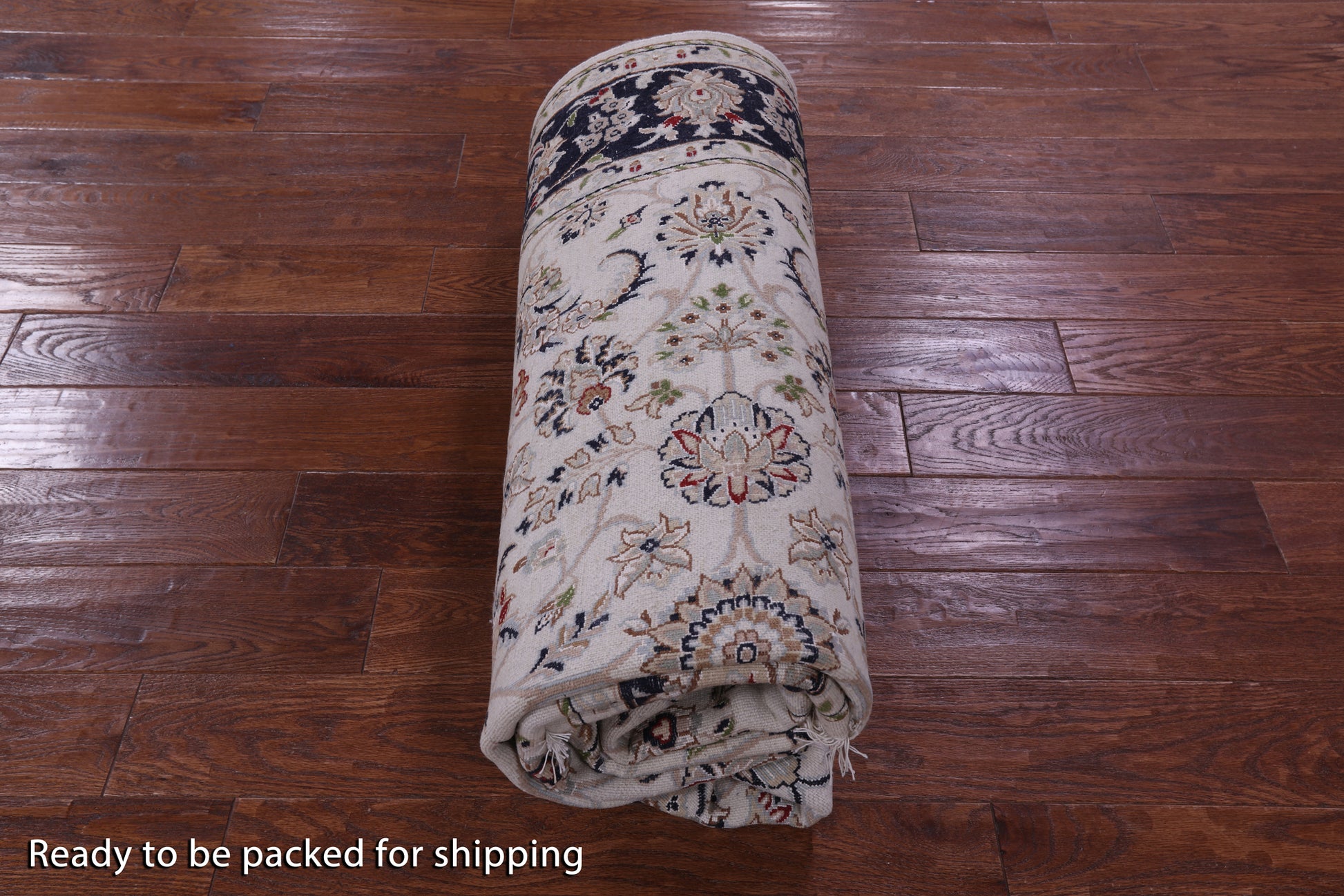 Ivory Persian Nain Hand Knotted Wool & Silk Rug - 5' 10" X 9' 1" - Golden Nile