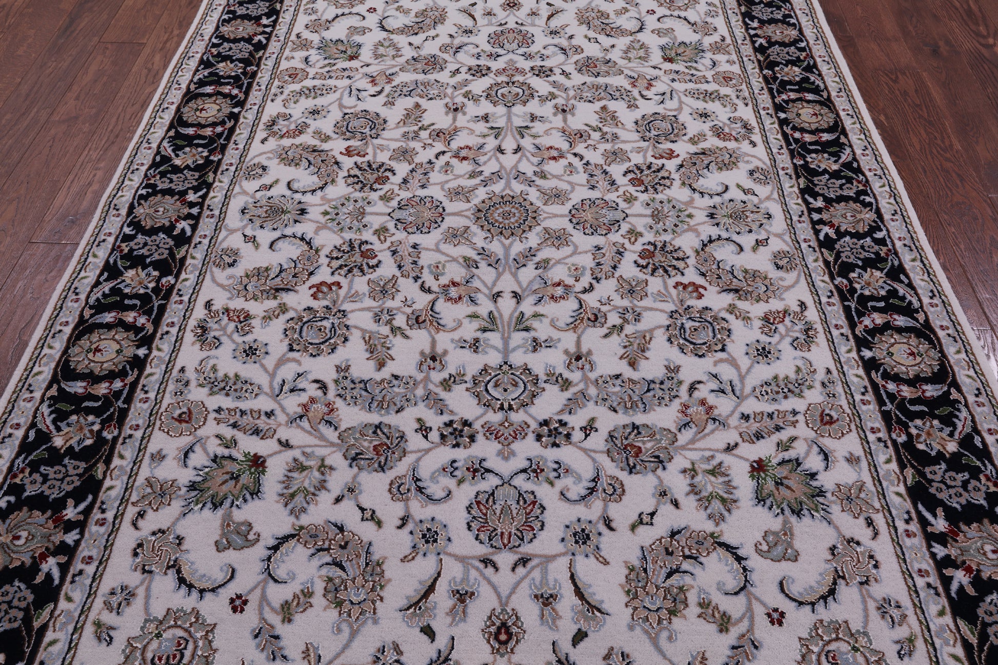 Ivory Persian Nain Hand Knotted Wool & Silk Rug - 5' 10" X 9' 1" - Golden Nile