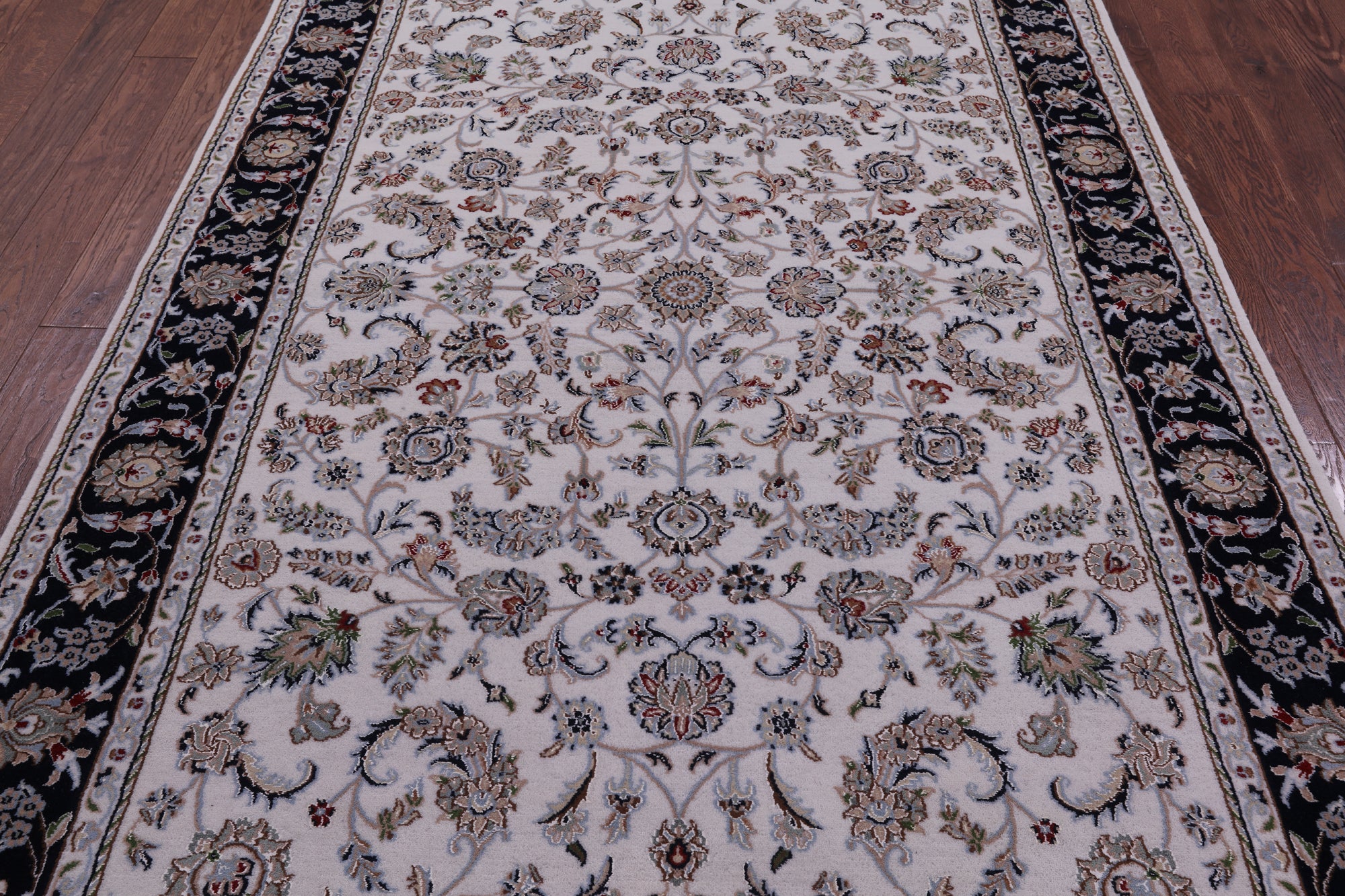 Ivory Persian Nain Hand Knotted Wool & Silk Rug - 5' 10" X 9' 1" - Golden Nile