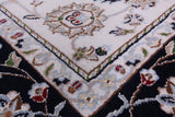Ivory Persian Nain Hand Knotted Wool & Silk Rug - 5' 10" X 9' 1" - Golden Nile