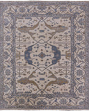 Ivory Turkish Oushak Hand Knotted Wool Rug - 8' 0" X 9' 9" - Golden Nile