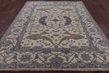 Ivory Turkish Oushak Hand Knotted Wool Rug - 8' 0" X 9' 9" - Golden Nile