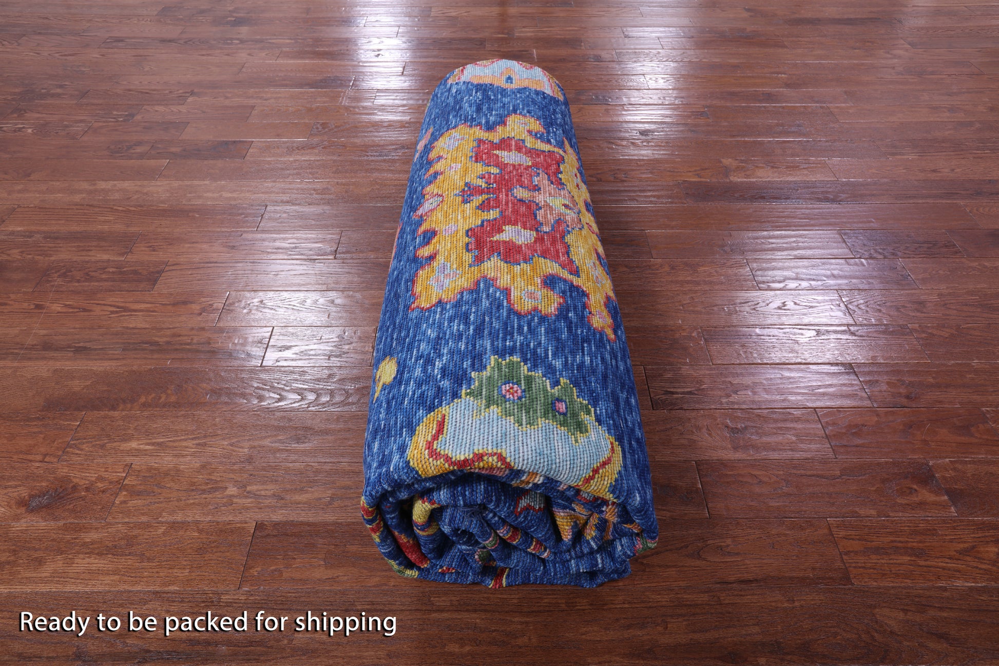 Blue Turkish Oushak Handmade Wool Rug - 12' 4" X 14' 8" - Golden Nile
