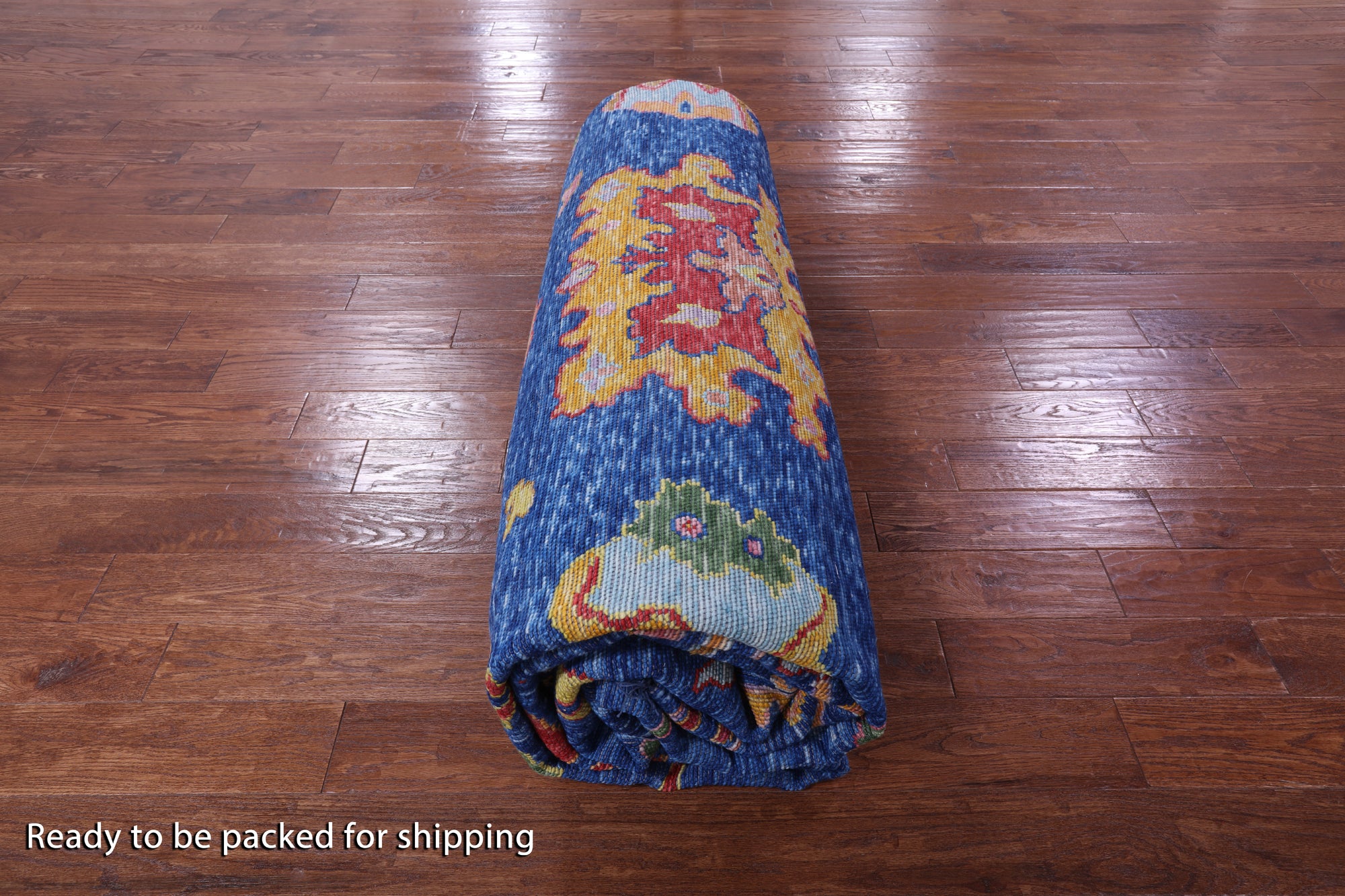 Blue Turkish Oushak Handmade Wool Rug - 12' 4" X 14' 8" - Golden Nile