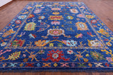 Blue Turkish Oushak Handmade Wool Rug - 12' 4" X 14' 8" - Golden Nile