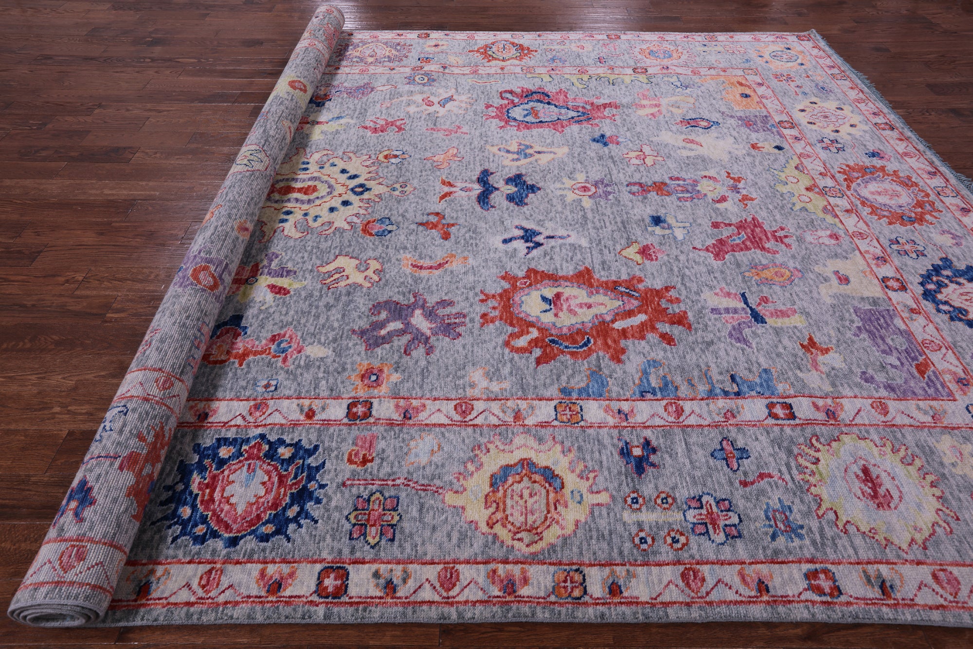 Grey Turkish Oushak Hand Knotted Wool Rug - 10' 2" X 13' 8" - Golden Nile