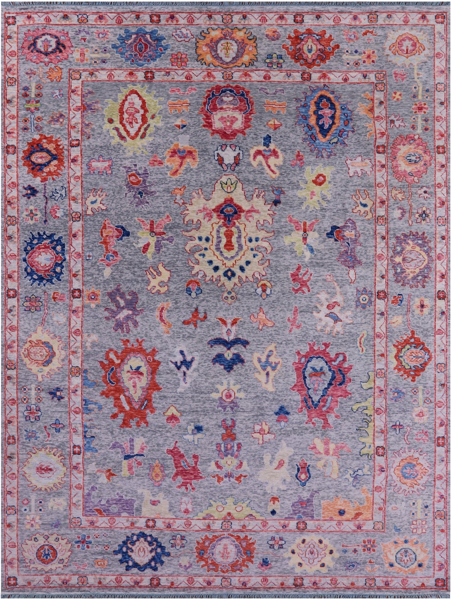 Grey Turkish Oushak Hand Knotted Wool Rug - 10' 2" X 13' 8" - Golden Nile