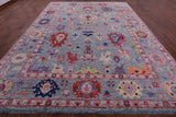 Grey Turkish Oushak Hand Knotted Wool Rug - 10' 2" X 13' 8" - Golden Nile