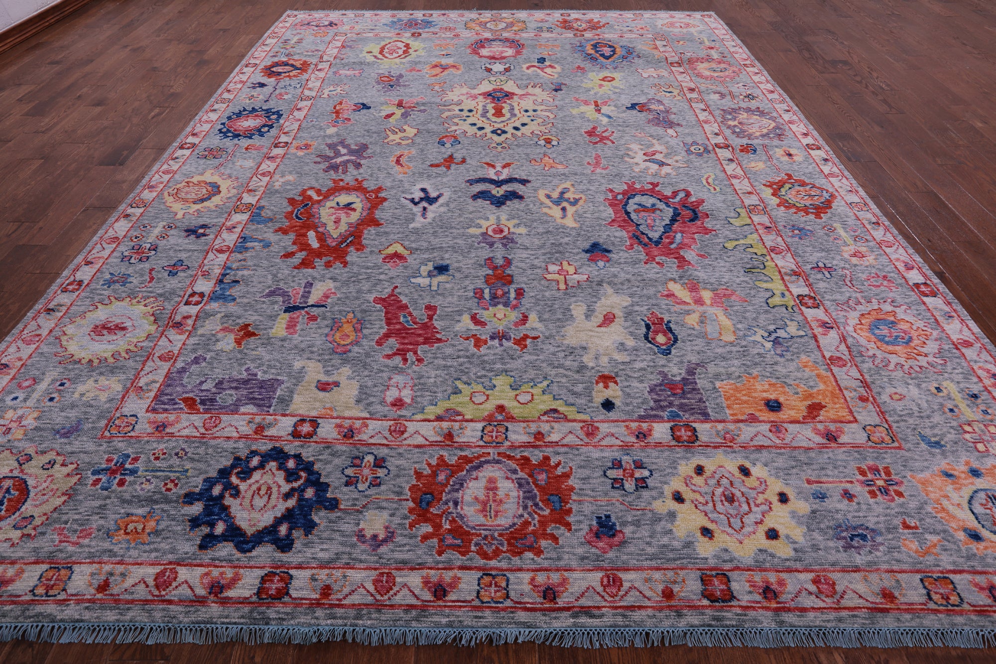 Grey Turkish Oushak Hand Knotted Wool Rug - 10' 2" X 13' 8" - Golden Nile