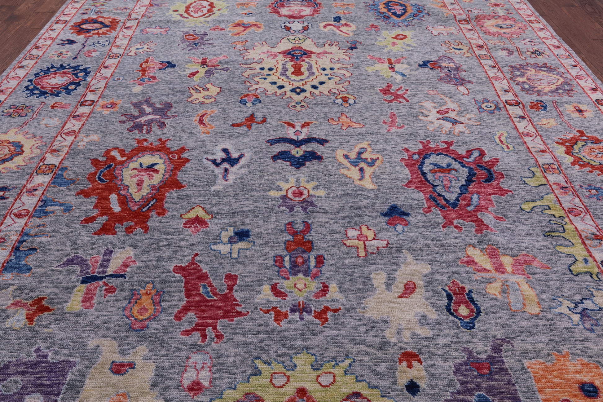 Grey Turkish Oushak Hand Knotted Wool Rug - 10' 2" X 13' 8" - Golden Nile
