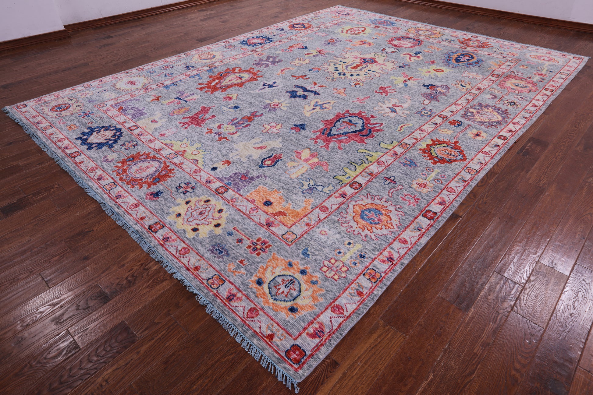 Grey Turkish Oushak Hand Knotted Wool Rug - 10' 2" X 13' 8" - Golden Nile