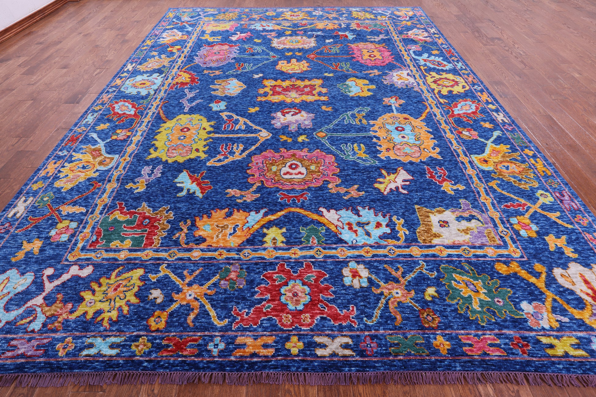 Blue Turkish Oushak Hand Knotted Wool Rug - 10' 4" X 14' 0" - Golden Nile