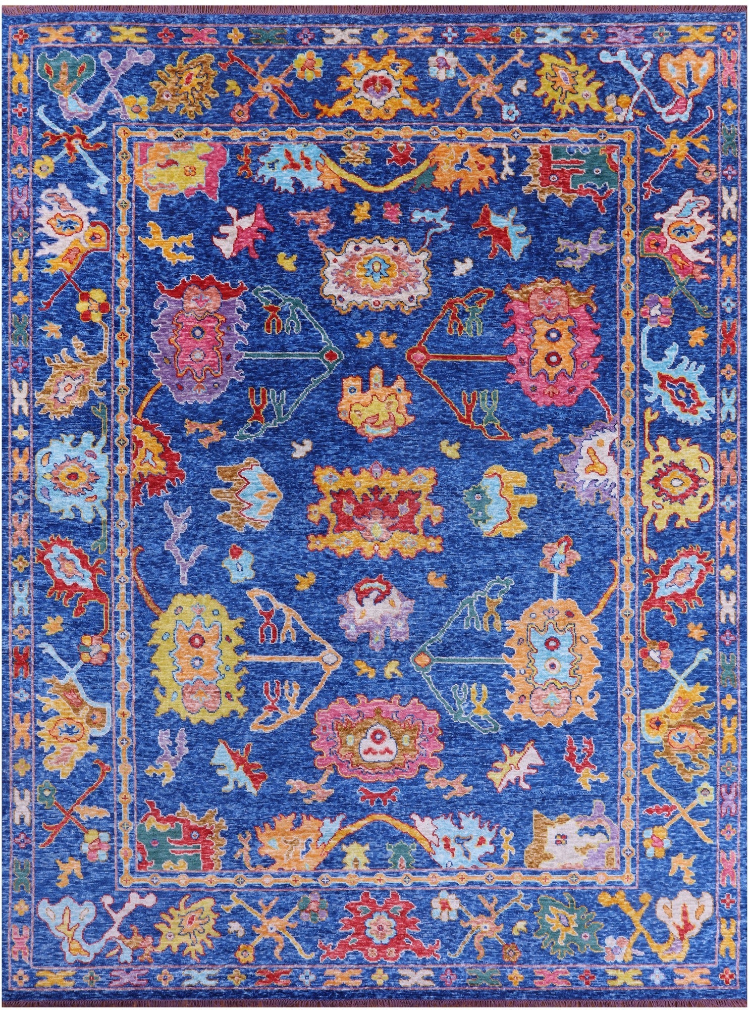 Blue Turkish Oushak Hand Knotted Wool Rug - 10' 4" X 14' 0" - Golden Nile