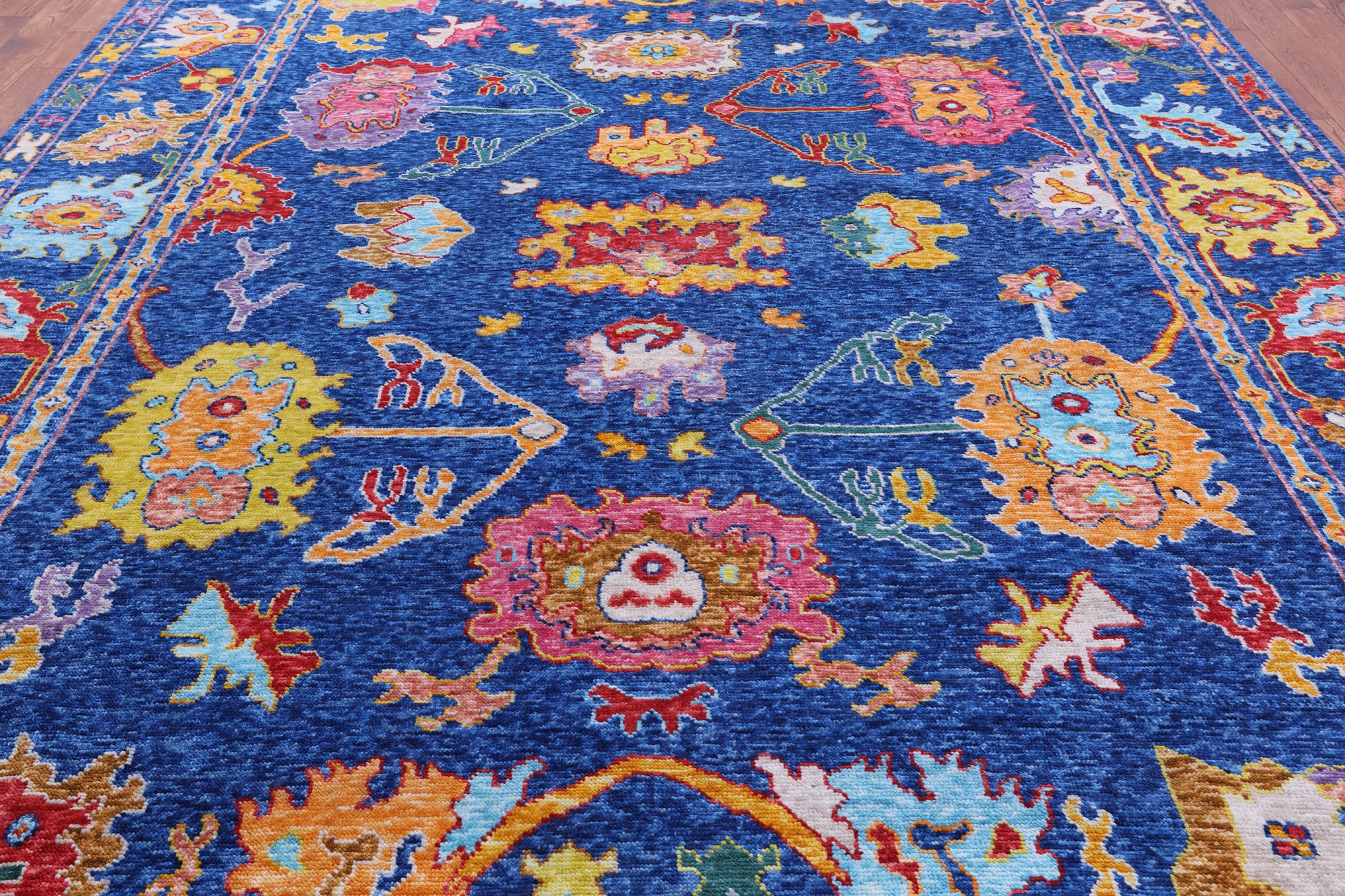 Blue Turkish Oushak Hand Knotted Wool Rug - 10' 4" X 14' 0" - Golden Nile