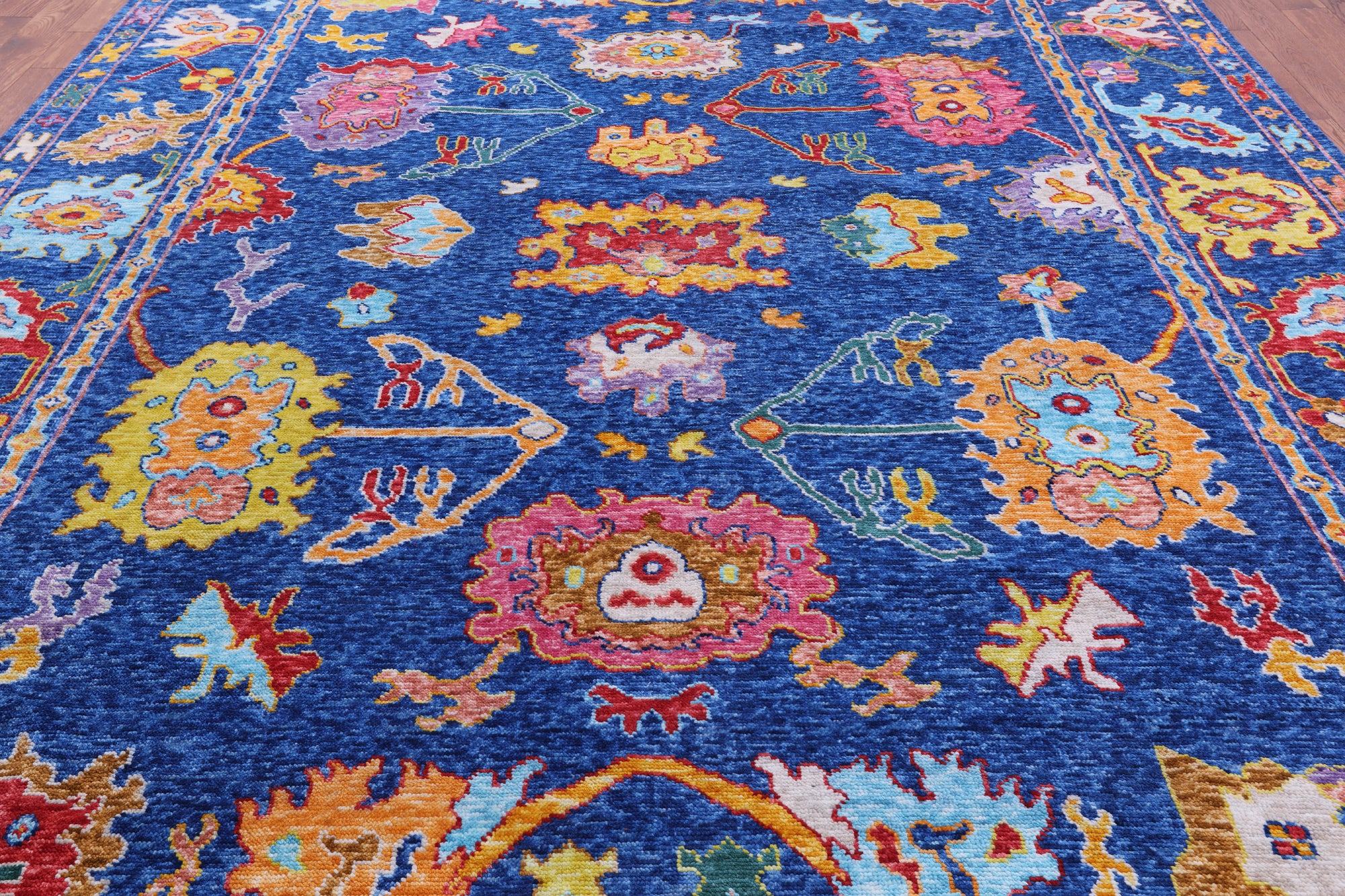 Blue Turkish Oushak Hand Knotted Wool Rug - 10' 4" X 14' 0" - Golden Nile