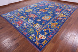 Blue Turkish Oushak Hand Knotted Wool Rug - 10' 4" X 14' 0" - Golden Nile