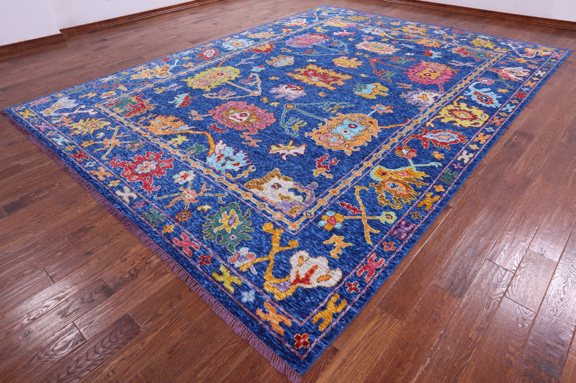 Blue Turkish Oushak Hand Knotted Wool Rug - 10' 4" X 14' 0" - Golden Nile