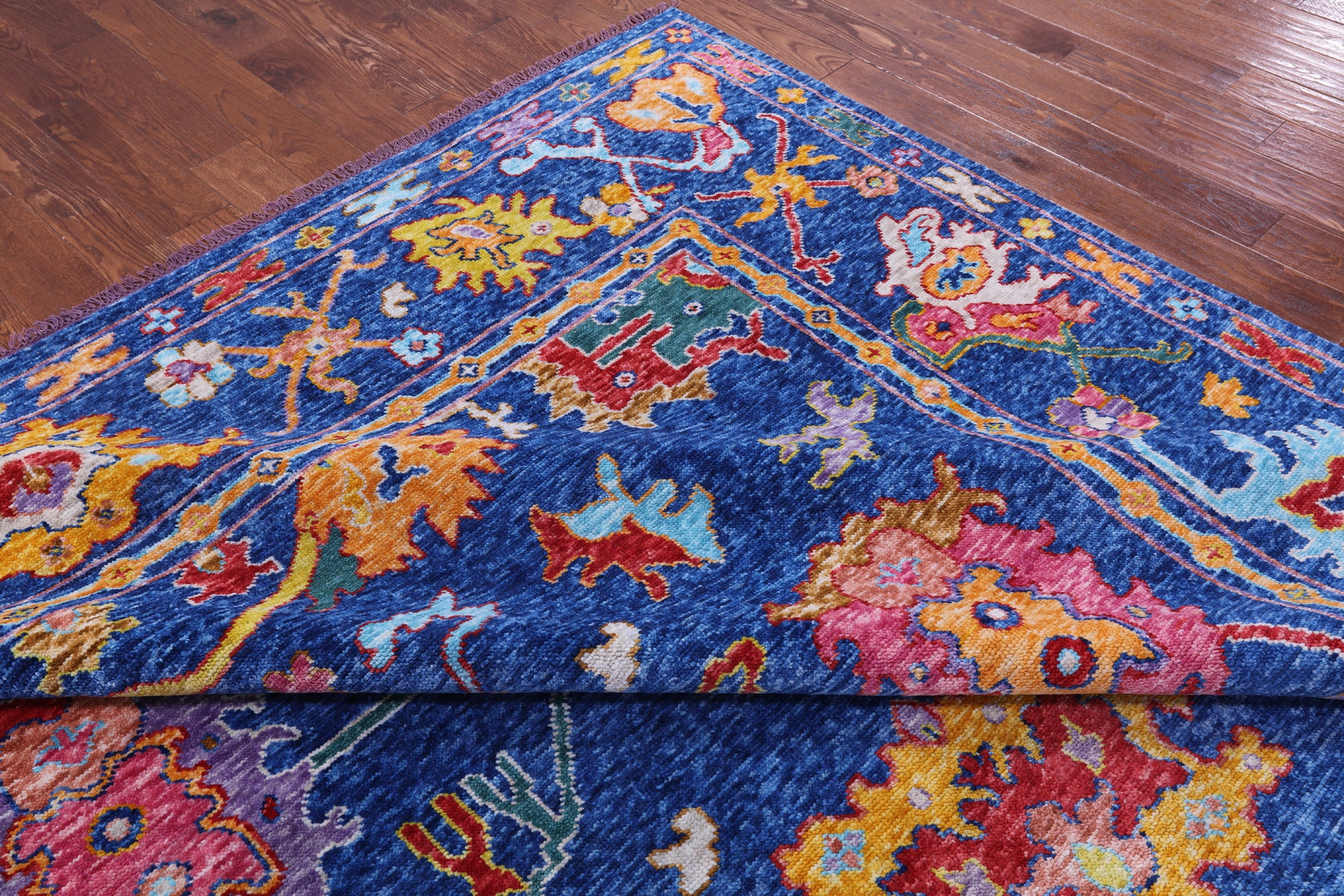 Blue Turkish Oushak Hand Knotted Wool Rug - 10' 4" X 14' 0" - Golden Nile
