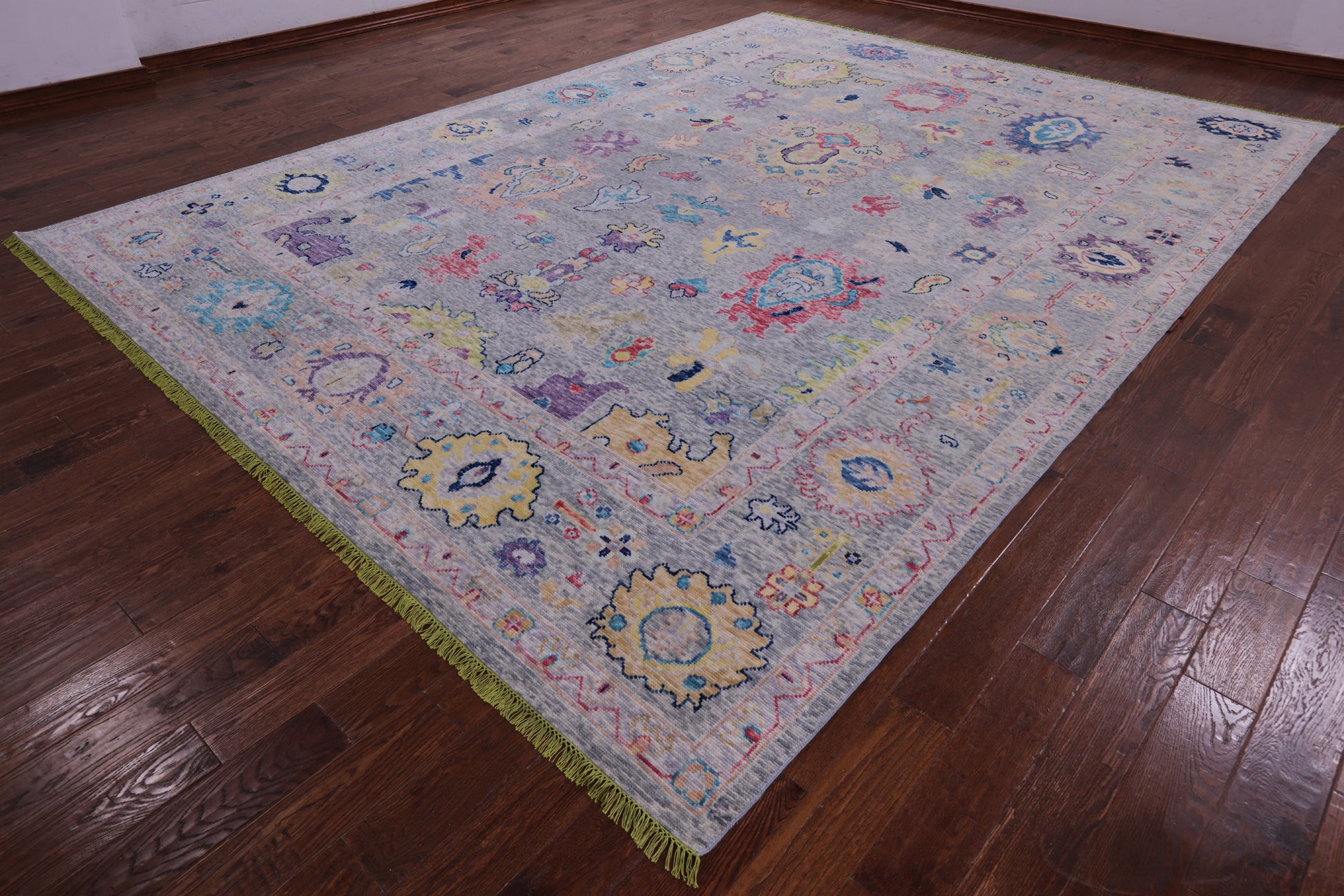 Grey Turkish Oushak Handmade Wool Rug - 10' 5" X 13' 11" - Golden Nile