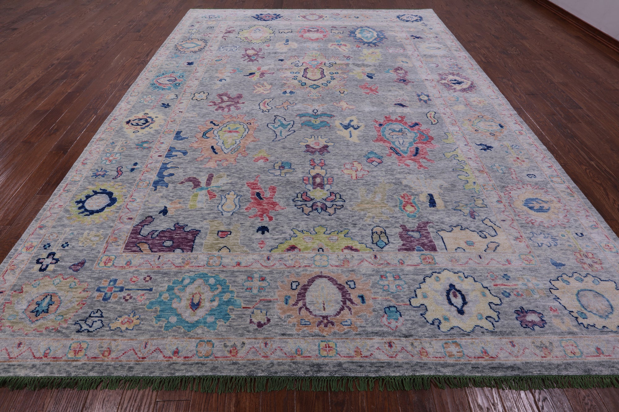 Grey Turkish Oushak Hand Knotted Wool Rug - 10' 3" X 13' 9" - Golden Nile