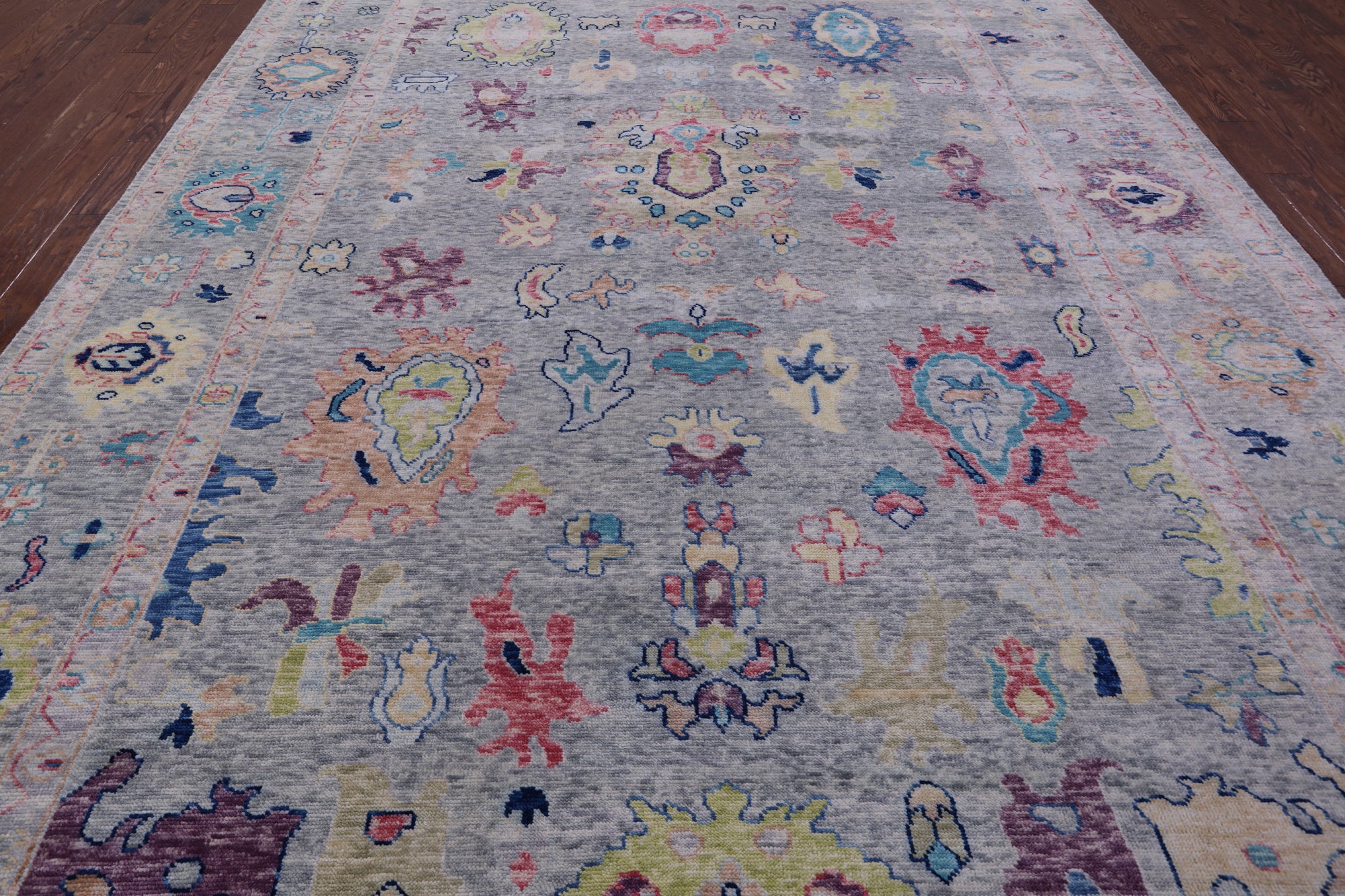 Grey Turkish Oushak Hand Knotted Wool Rug - 10' 3" X 13' 9" - Golden Nile