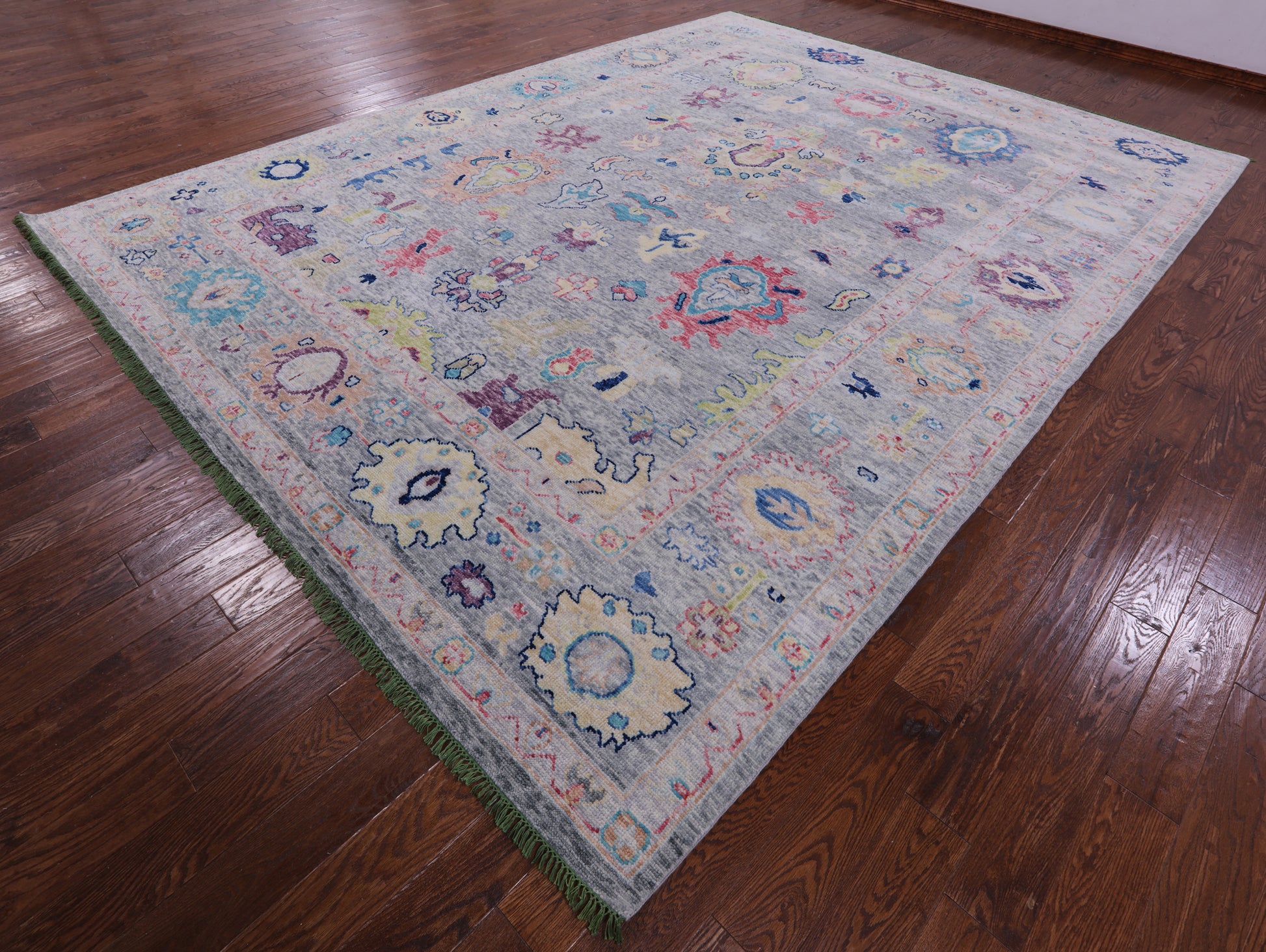 Grey Turkish Oushak Hand Knotted Wool Rug - 10' 3" X 13' 9" - Golden Nile