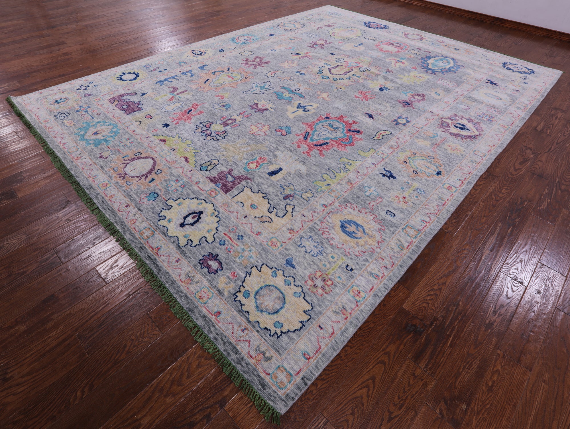 Grey Turkish Oushak Hand Knotted Wool Rug - 10' 3" X 13' 9" - Golden Nile