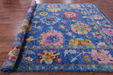 Blue Turkish Oushak Hand Knotted Wool Rug - 10' 0" X 13' 9" - Golden Nile