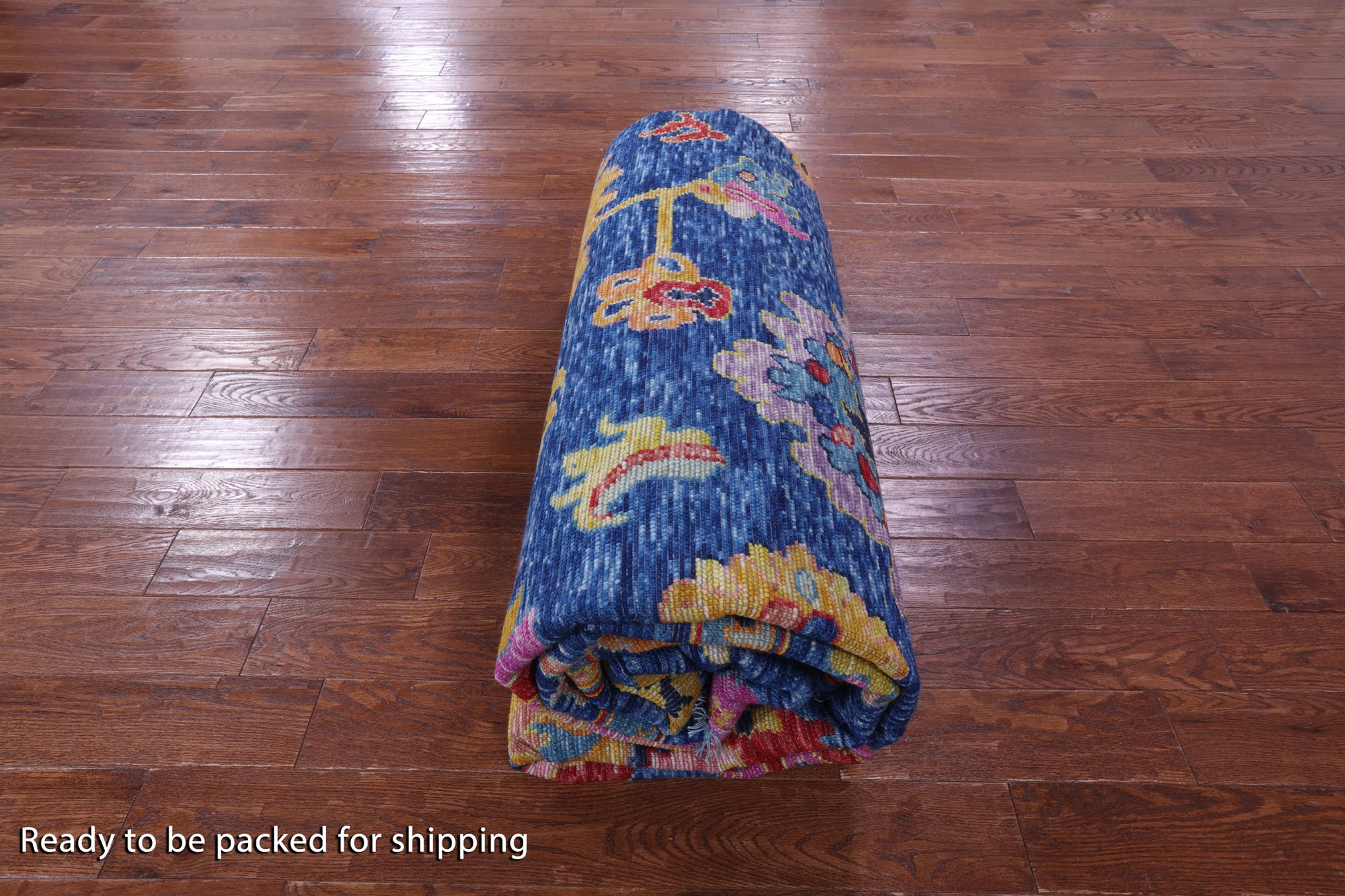 Blue Turkish Oushak Hand Knotted Wool Rug - 10' 0" X 13' 9" - Golden Nile