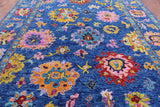 Blue Turkish Oushak Hand Knotted Wool Rug - 10' 0" X 13' 9" - Golden Nile