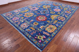 Blue Turkish Oushak Hand Knotted Wool Rug - 10' 0" X 13' 9" - Golden Nile