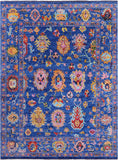 Blue Turkish Oushak Handmade Wool Rug - 9' 10" X 13' 9" - Golden Nile