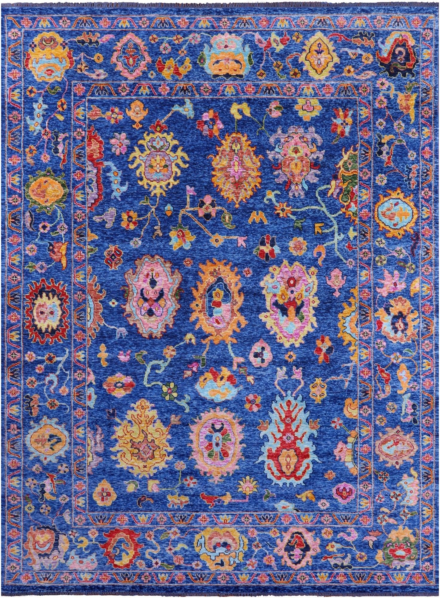 Blue Turkish Oushak Handmade Wool Rug - 9' 10" X 13' 9" - Golden Nile