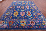 Blue Turkish Oushak Handmade Wool Rug - 9' 10" X 13' 9" - Golden Nile