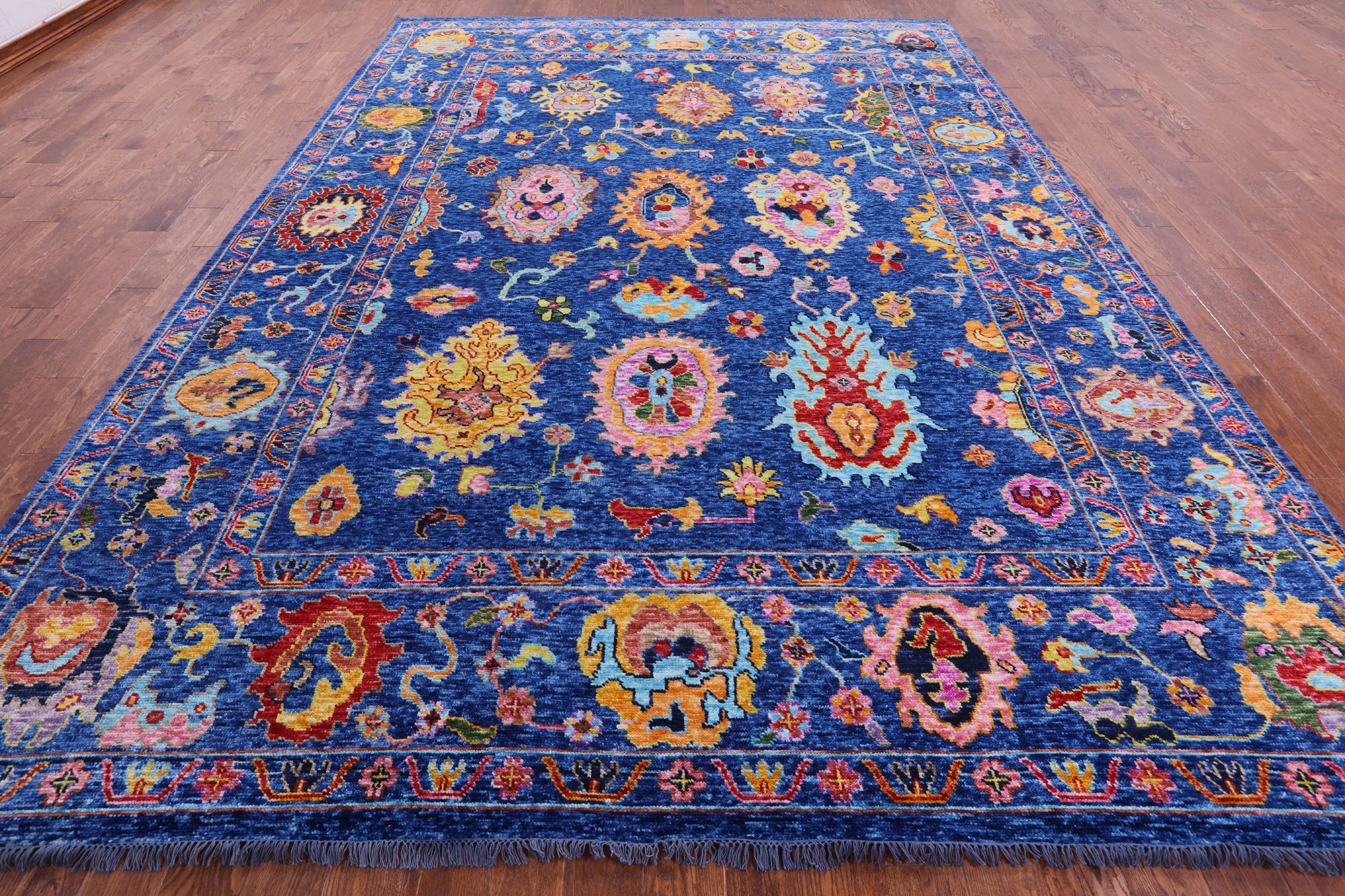 Blue Turkish Oushak Handmade Wool Rug - 9' 10" X 13' 9" - Golden Nile