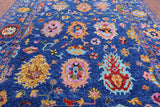 Blue Turkish Oushak Handmade Wool Rug - 9' 10" X 13' 9" - Golden Nile