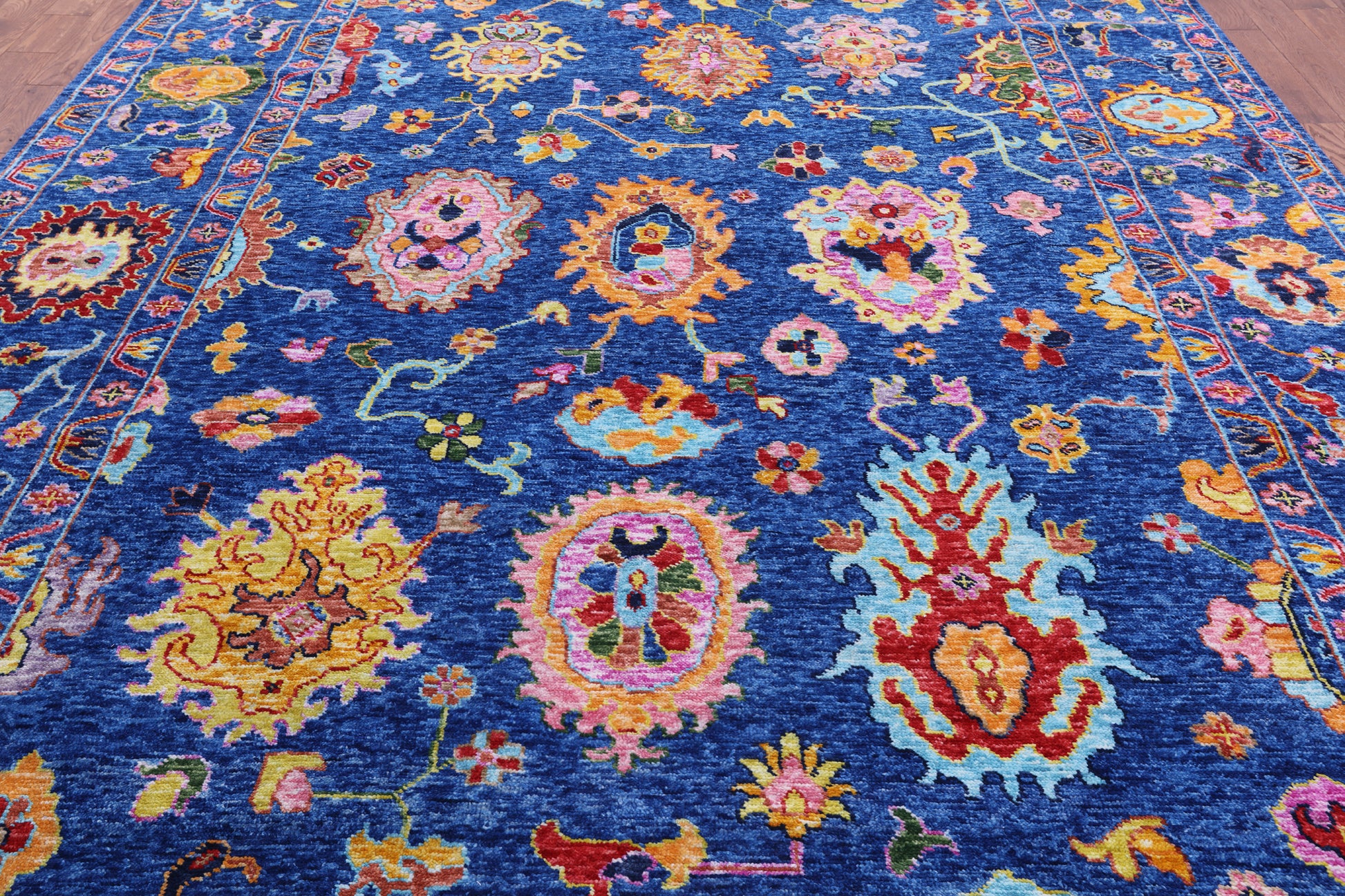 Blue Turkish Oushak Handmade Wool Rug - 9' 10" X 13' 9" - Golden Nile