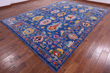 Blue Turkish Oushak Handmade Wool Rug - 9' 10" X 13' 9" - Golden Nile