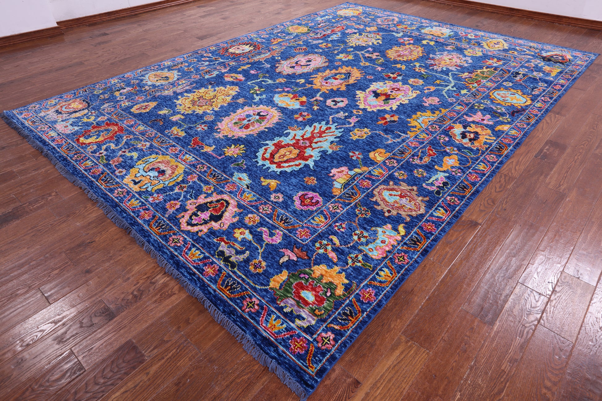 Blue Turkish Oushak Handmade Wool Rug - 9' 10" X 13' 9" - Golden Nile