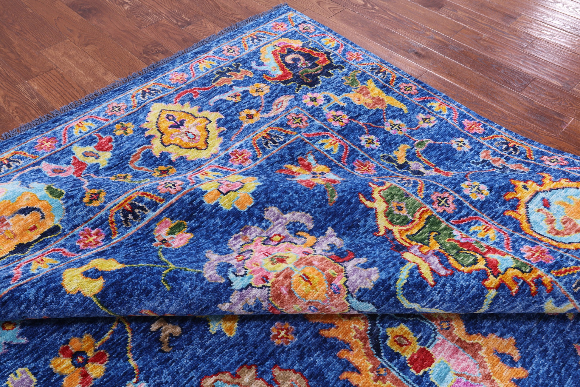 Blue Turkish Oushak Handmade Wool Rug - 9' 10" X 13' 9" - Golden Nile