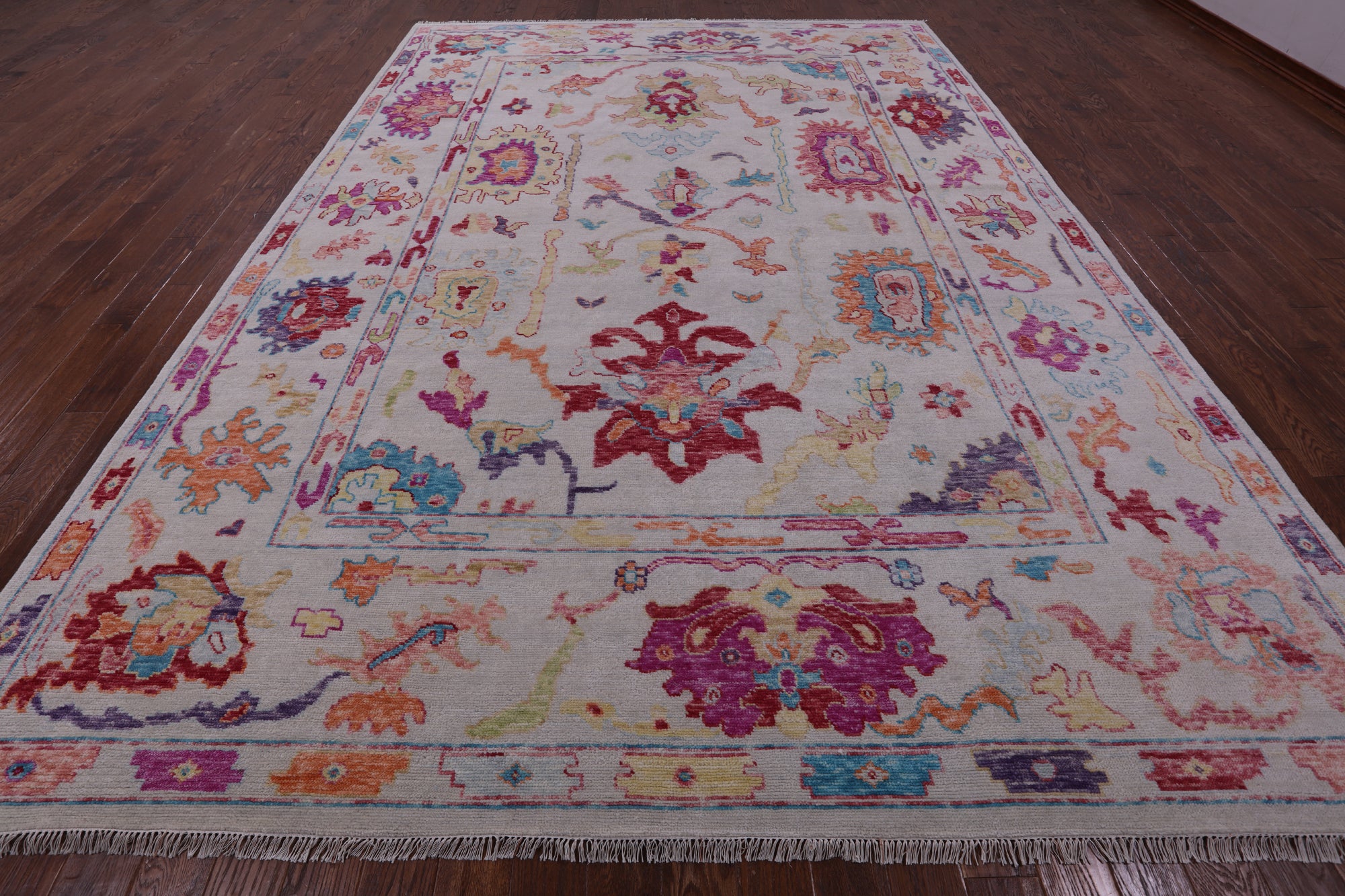 Ivory Turkish Oushak Hand Knotted Wool Rug - 10' 0" X 14' 4" - Golden Nile